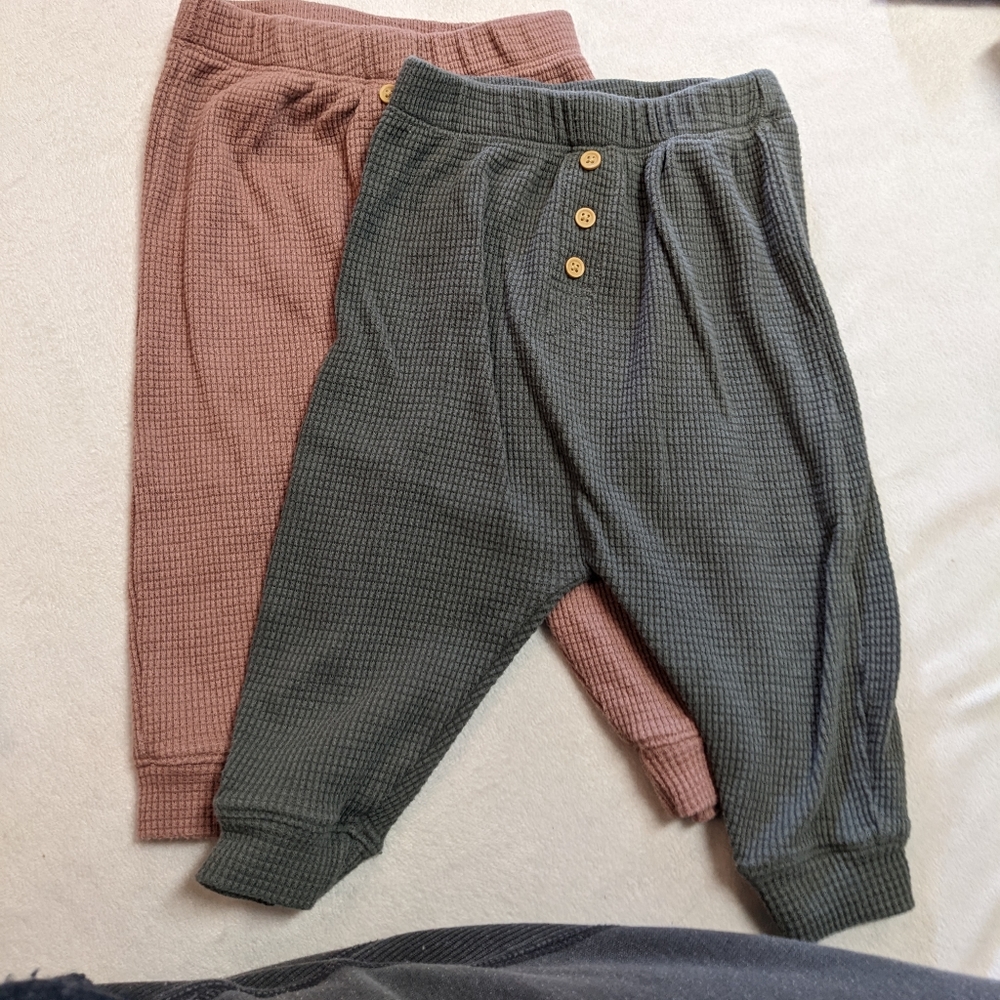 Little Co grey and pink pants 12M